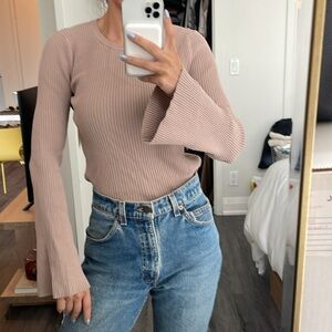 Intermix Beige Lace-Up Top, Size XS